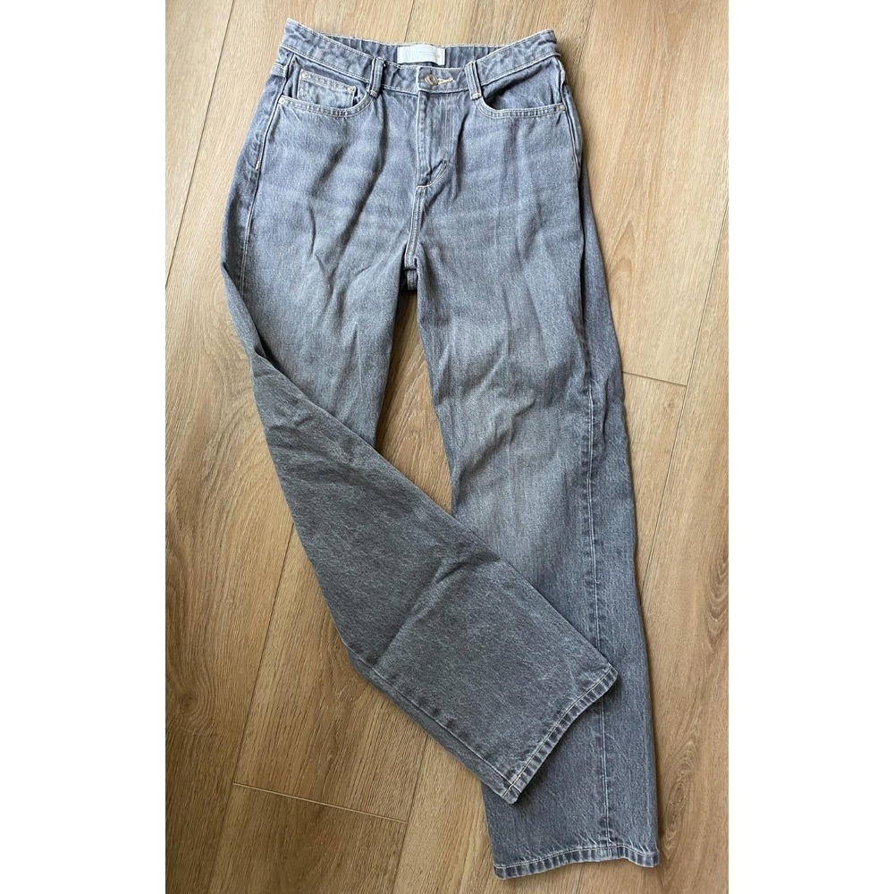 Zara Women's Gray Wide Leg Jeans Size 4 High Rise Washed Denim 31x28